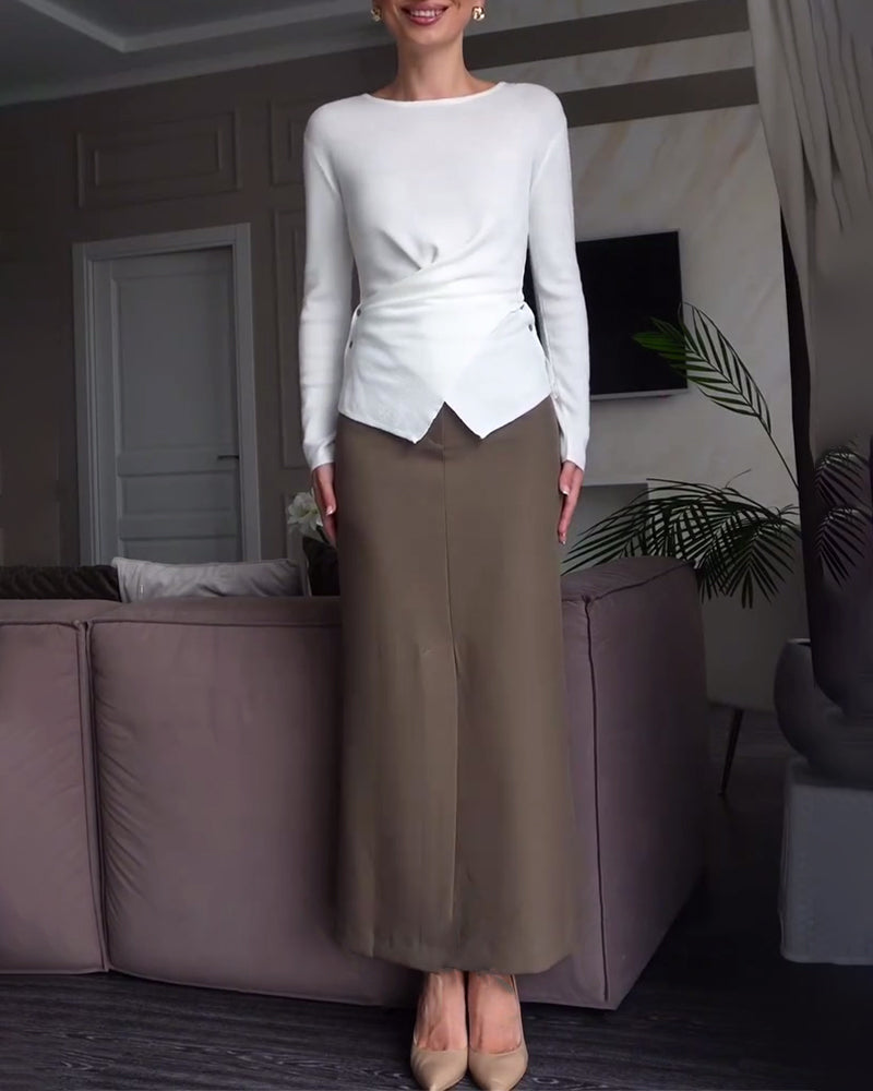 Andrea's™ | Pullover Kreuz Design Knopf Betont