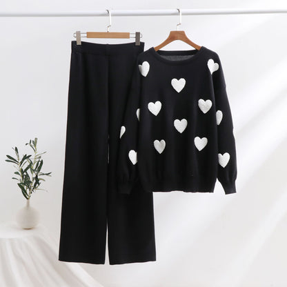 Andrea's™ | Strick-Outfit-Set mit Herzmuster