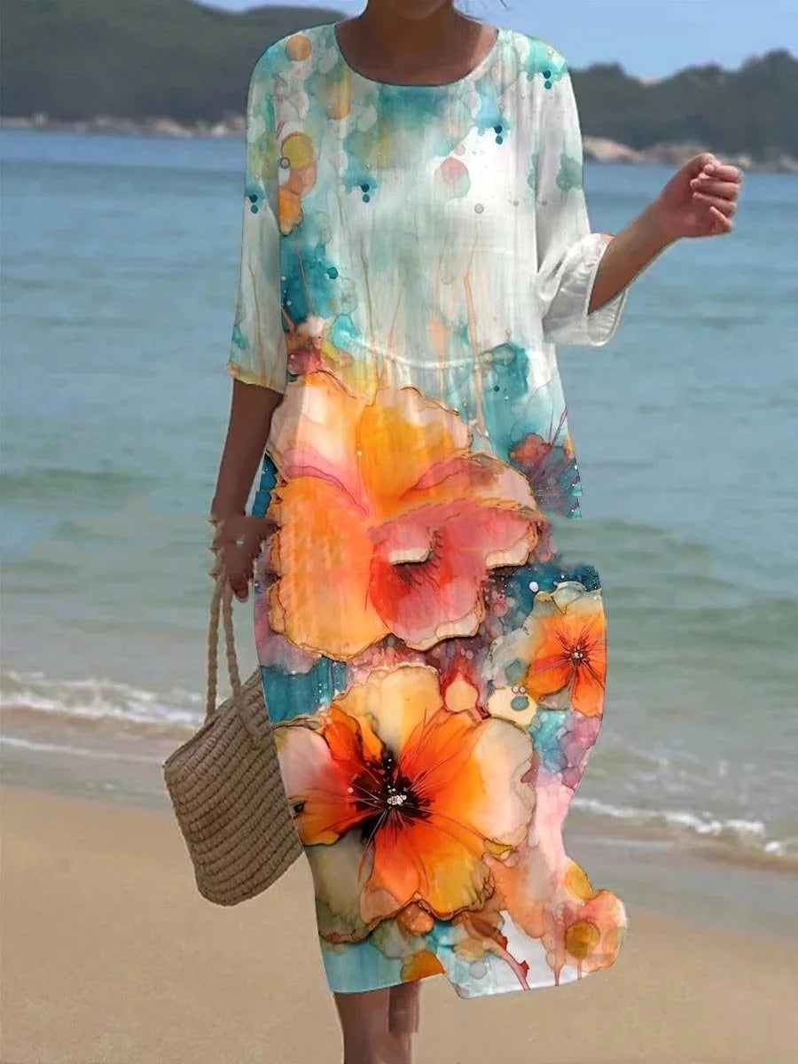 Andrea's™ | Geblümtes Kleid mit Rundhalsausschnitt