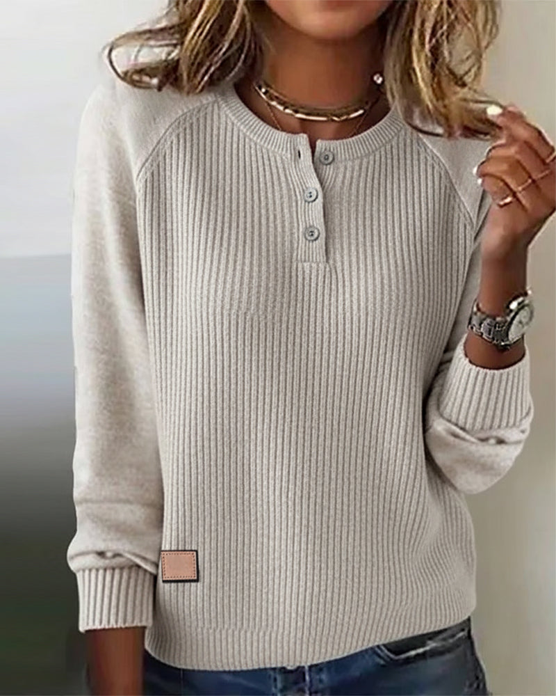 Andrea's™ | Pullover stylischer Knopf Raglanärmel