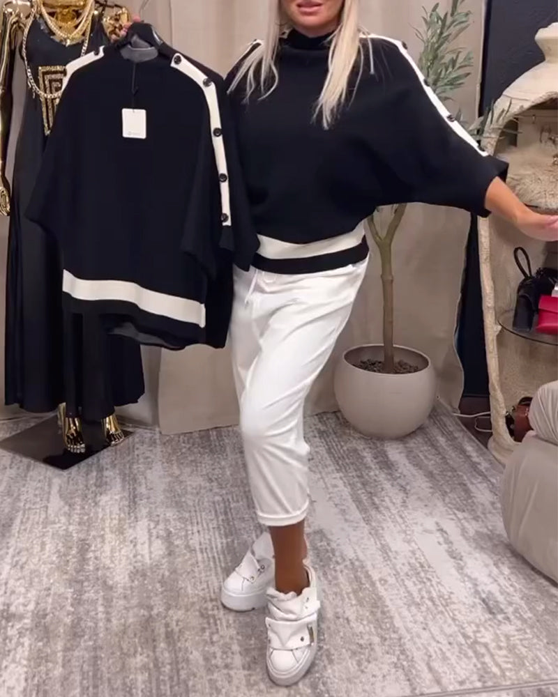 Andrea's™ | Geknöpfter pullover mit farbblockdesign