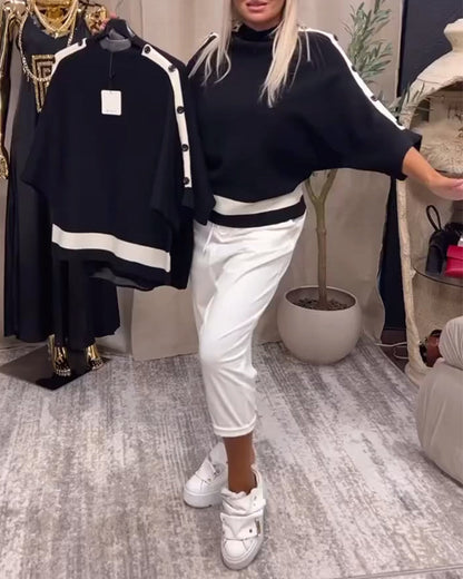 Andrea's™ | Geknöpfter pullover mit farbblockdesign