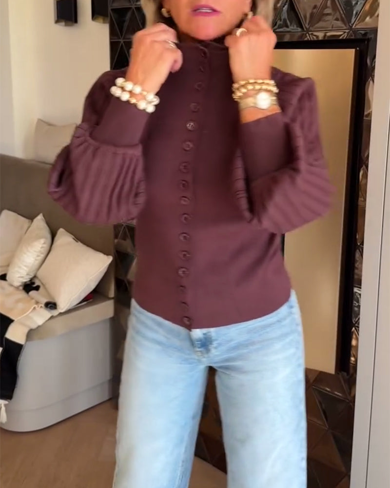 Andrea's™ | Langärmelige Strickjacke mit Knopfleiste