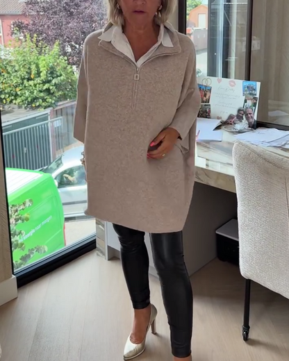 Andrea's™ | Pullover Stehkragen Halbzip Locker