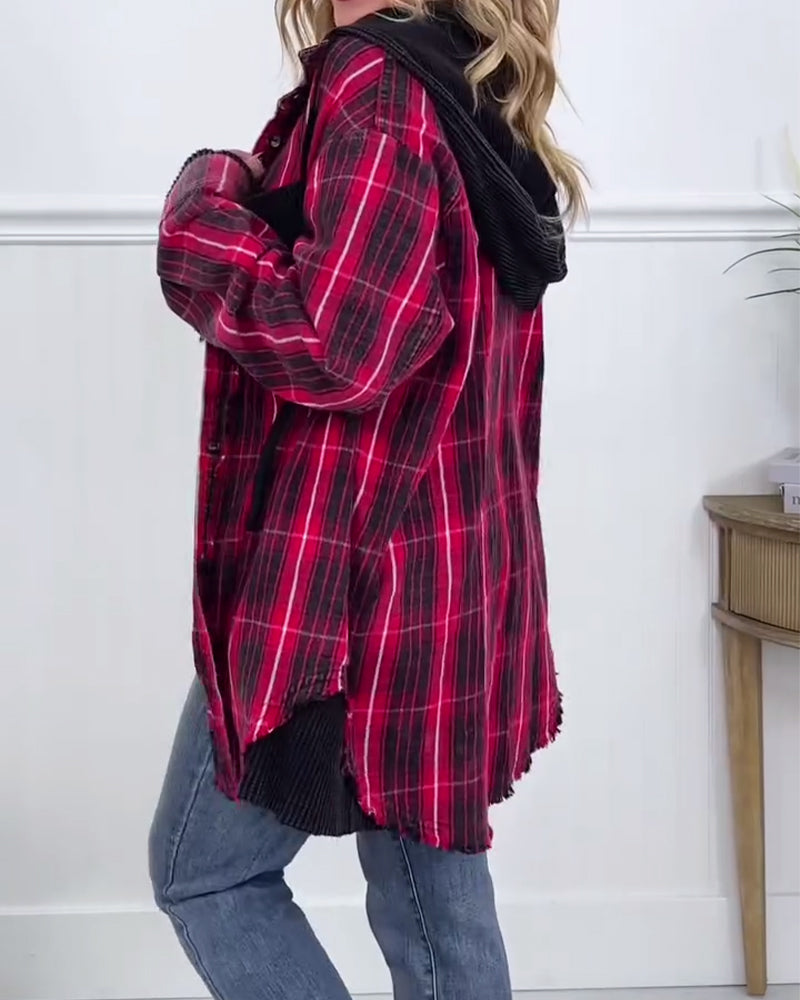 Andrea's™ | Jacke modische Kapuze kariert