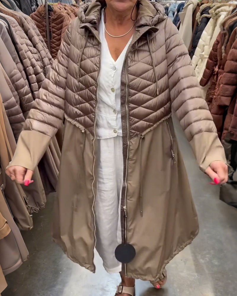 Andrea's™ | lange gesteppte Jacke mit Kapuze