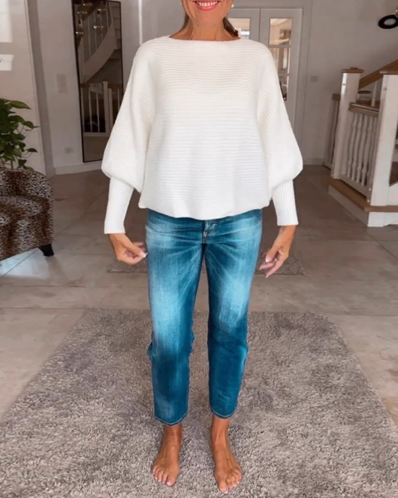 Andrea's™ | Pullover mit Laternenärmeln und fester Farbe