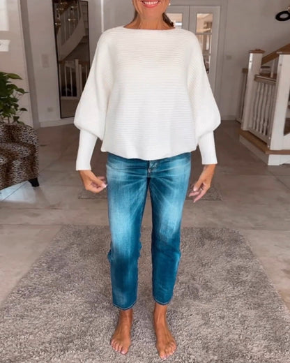 Andrea's™ | Pullover mit Laternenärmeln und fester Farbe