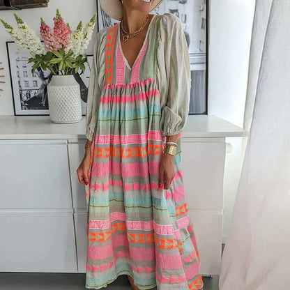Andrea's™ | Boho-Kleid mit Puffärmeln in großen Größen