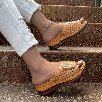 Andrea Serena Damen-Sandalen mit hohler Plateauplatte
