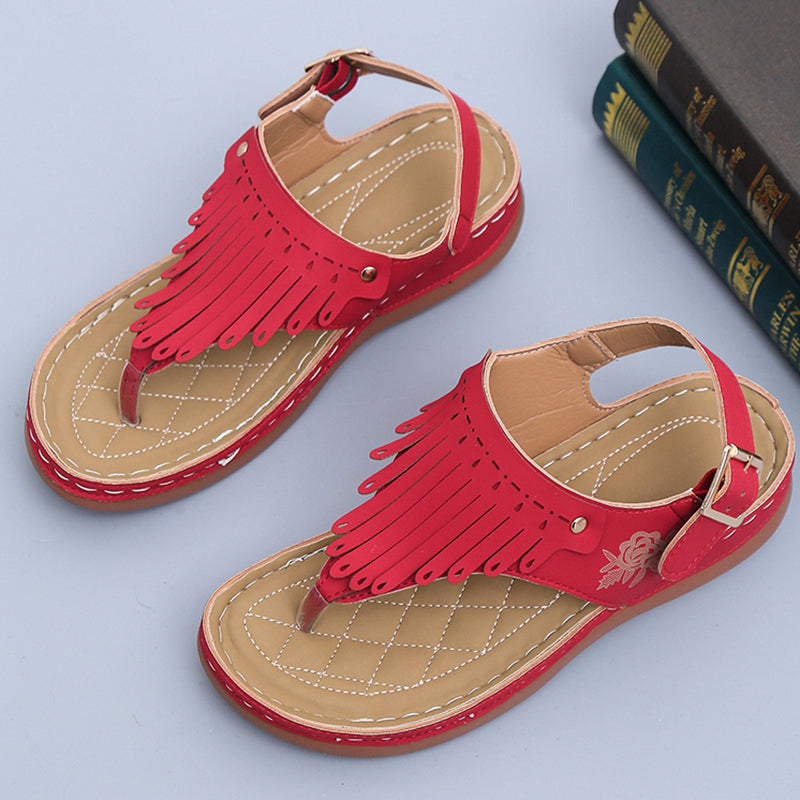 Boho-Fransen-Zehentrenner Andrea Serena Keilsandalen