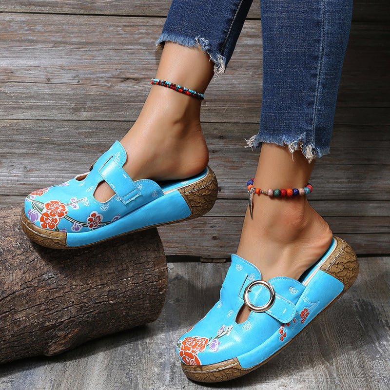 Boho Floral Andrea Serena Plateau-Clogs Sandalen