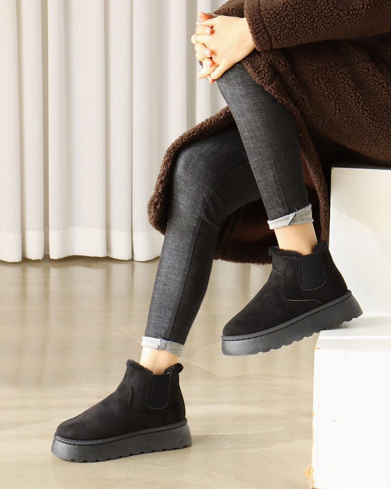 Andrea's™ | Schneestiefel in Unifarbe mit dicker Sohle