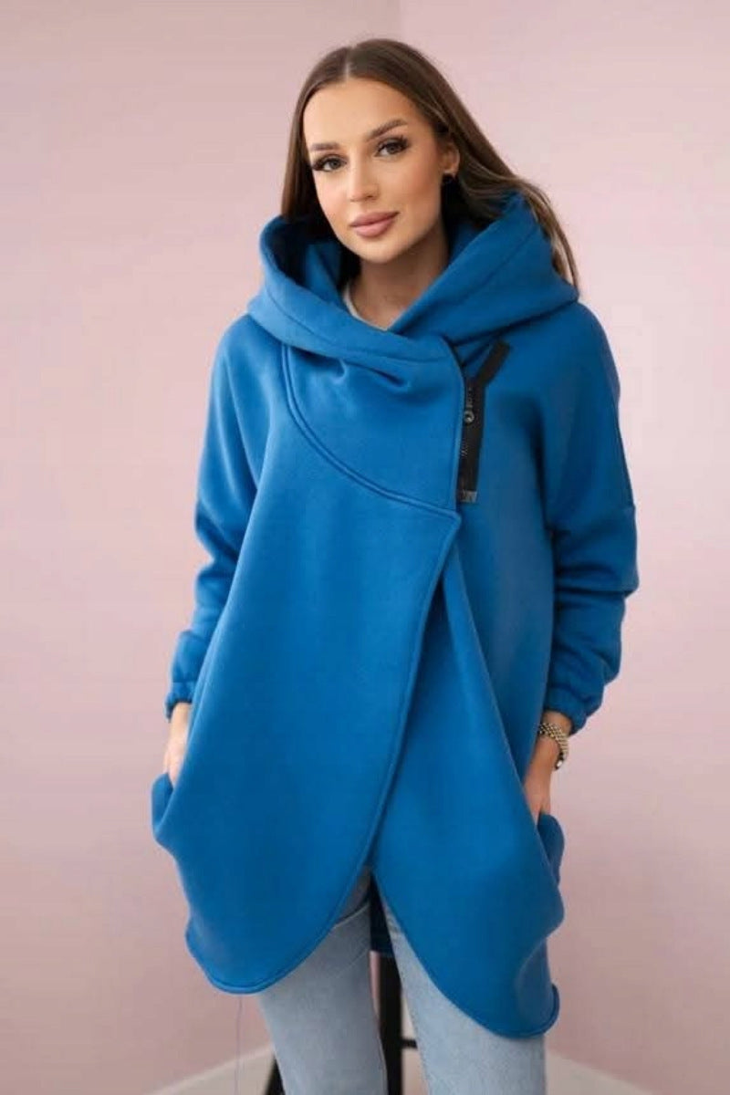 Andrea's™ | Damen-Hoodie-Mantel in Übergröße, einfarbig