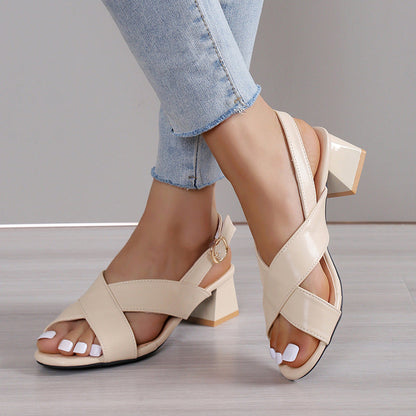 Elegante Sandalen mit Blockabsatz von Andrea Serena mit Knöchelriemen