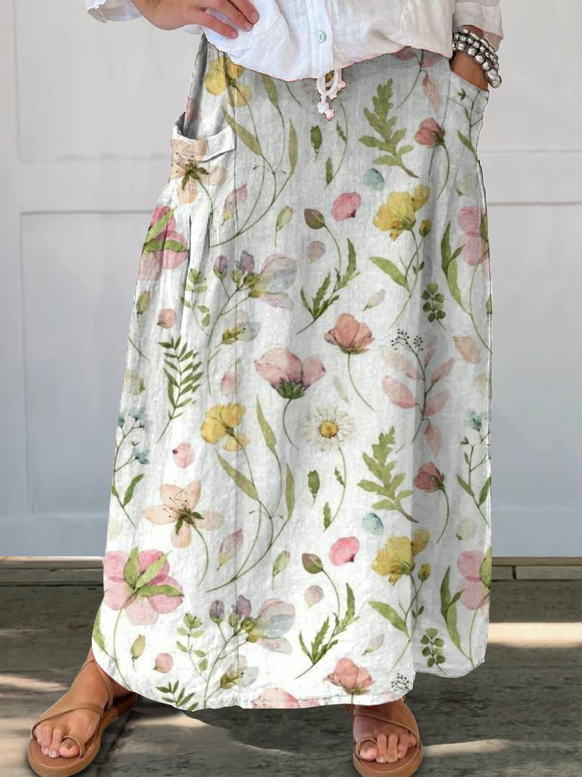 Retro-Blumenrock von Andrea Serena, Alltagsrock mit Taschen