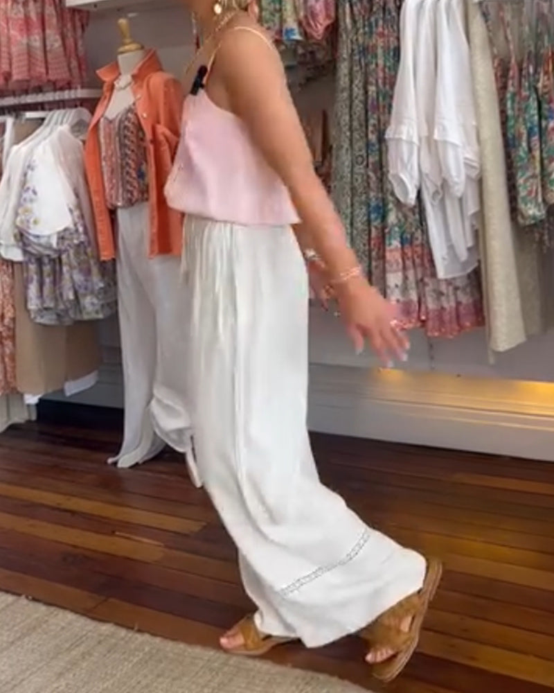 Andrea's™ | Einfarbige, bequeme Hose mit weitem Bein und Taschen