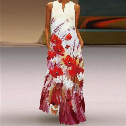 Ärmelloses Maxikleid mit lebhaftem Print von Andrea Serena