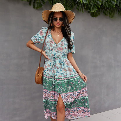 Boho-Kleid mit Blumenmuster, Andrea Serena, Sommerstil