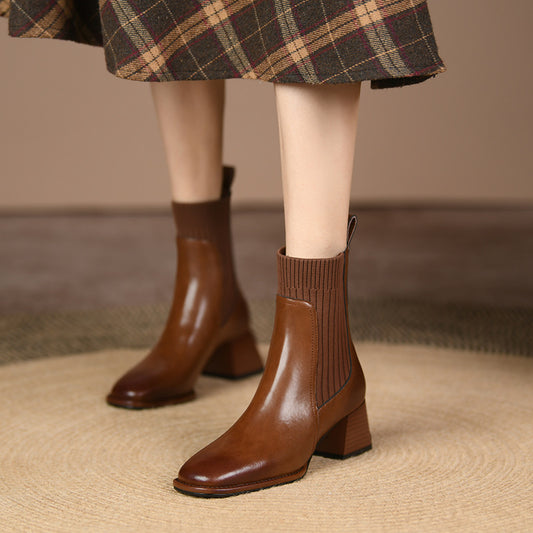 Andrea's™ | Vintage Stiefeletten mit eckiger Spitze & hohem Absatz
