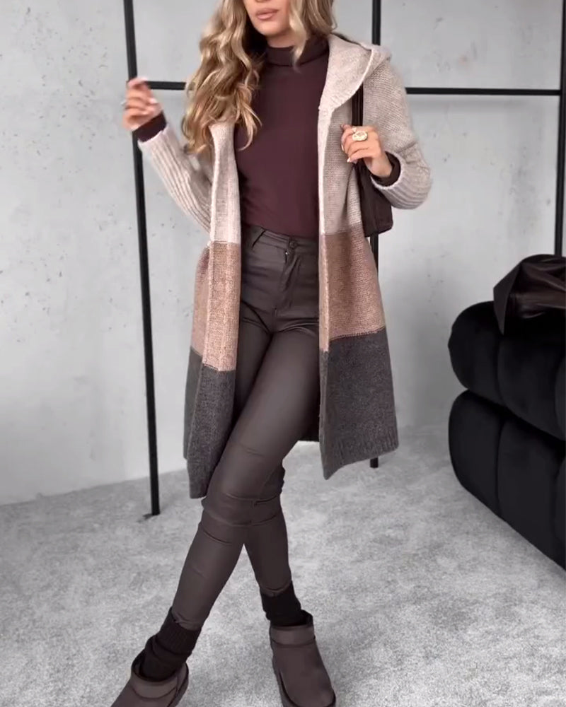 Andrea's™ | Strickjacke Herbst und Winter lässig mit Kapuze warm