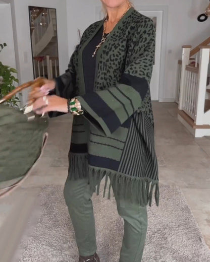 Andrea's™ | Langarm-Cardigan mit Leopardenmuster