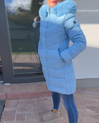 Andrea's™ | Lässige, einfarbige, wattierte jacke mit reißverschluss und tasche