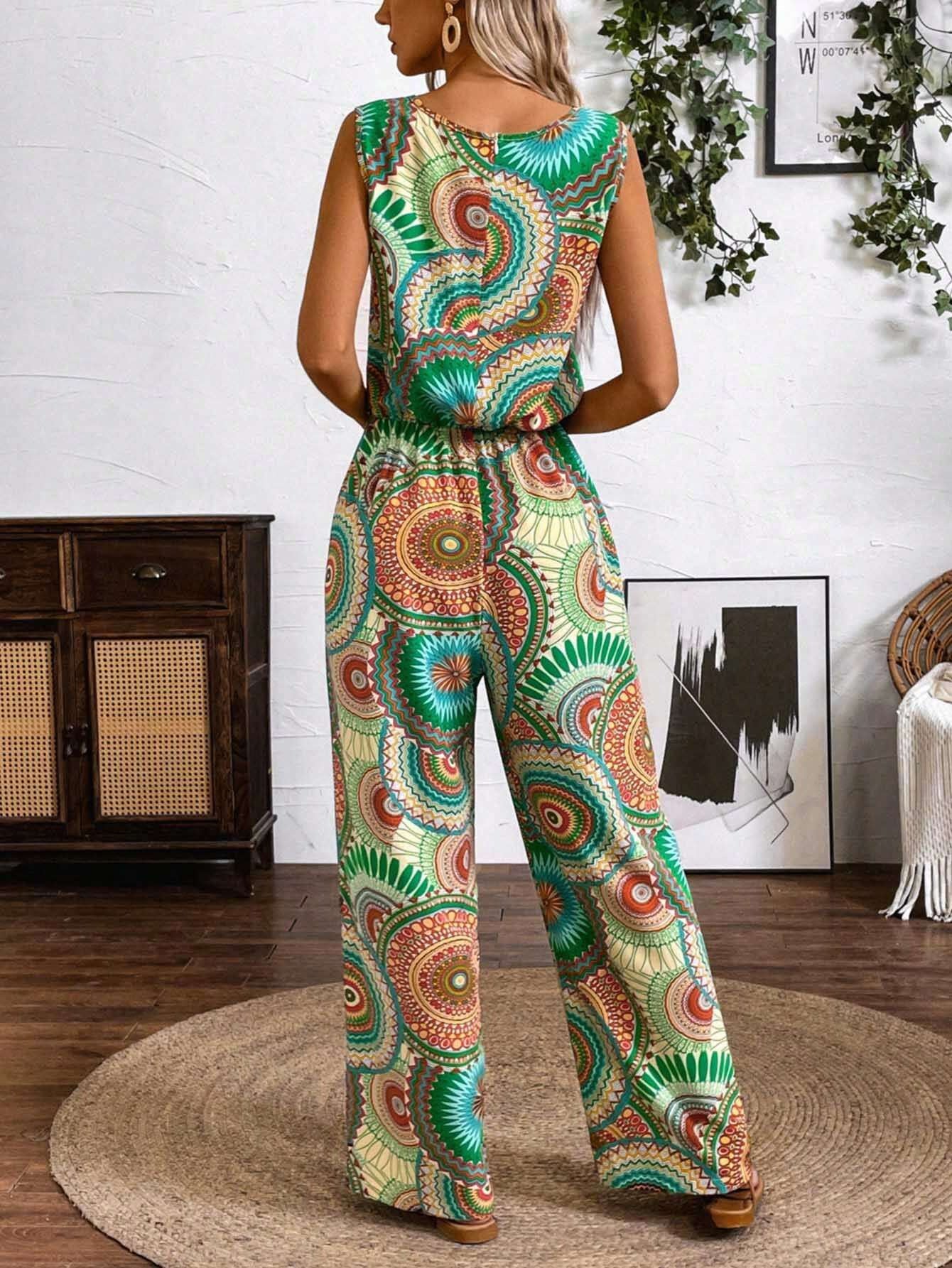Ärmelloser Jumpsuit im Boho-Stil mit Print von Andrea Serena