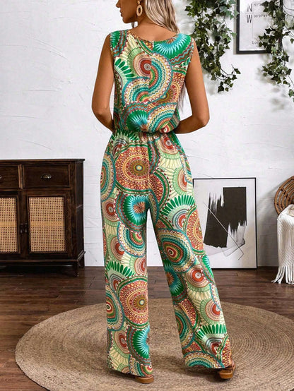 Ärmelloser Jumpsuit im Boho-Stil mit Print von Andrea Serena