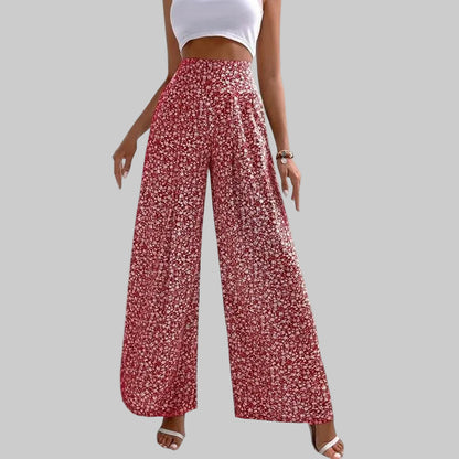 Andrea Serena Freizeithose mit weitem Bein und Blumenmuster