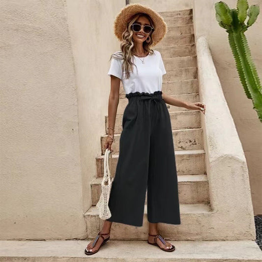 Pinterest-inspirierte Leinenhose von Andrea Serena mit weitem Bein