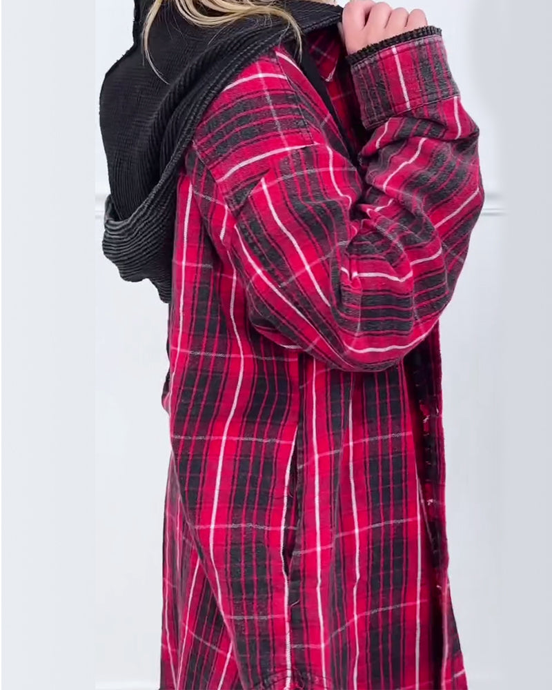 Andrea's™ | Jacke modische Kapuze kariert