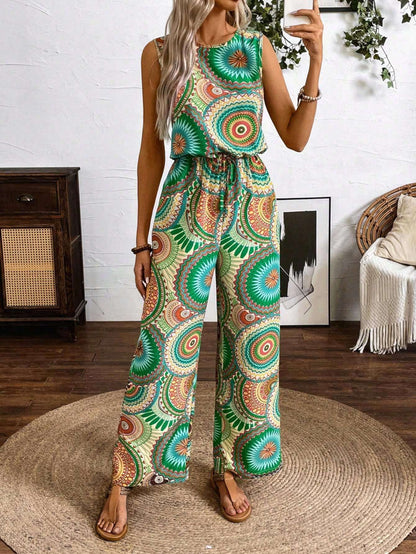 Ärmelloser Jumpsuit im Boho-Stil mit Print von Andrea Serena
