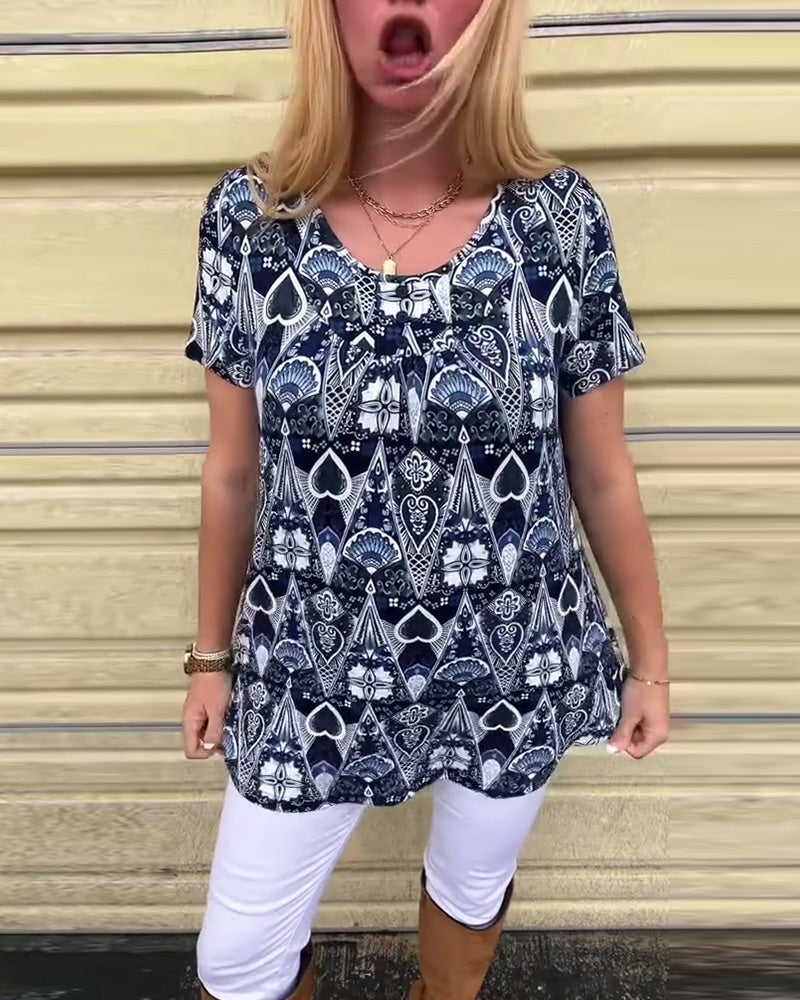 Andrea's™ | T-Shirt lässig Retro Rundhals bedruckt