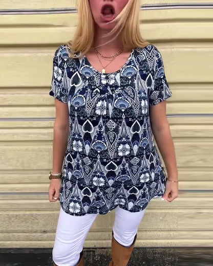 Andrea's™ | T-Shirt lässig Retro Rundhals bedruckt