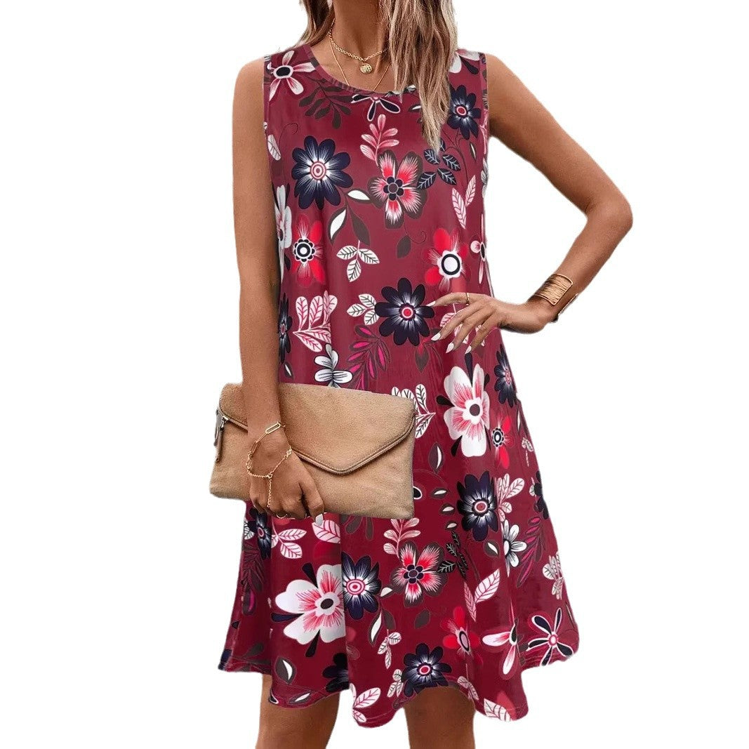 Ärmelloses A-Linien-Kleid mit Blumenmuster von Andrea Serena