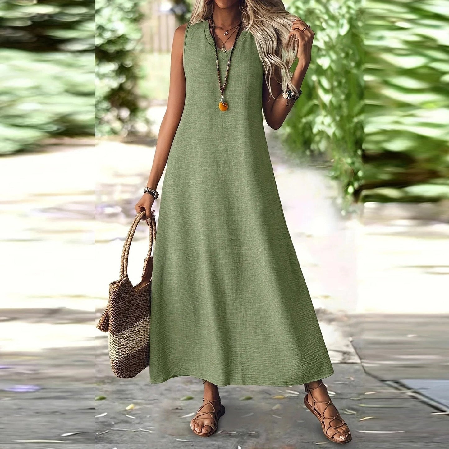 Schickes ärmelloses Hanfkleid von Andrea Serena
