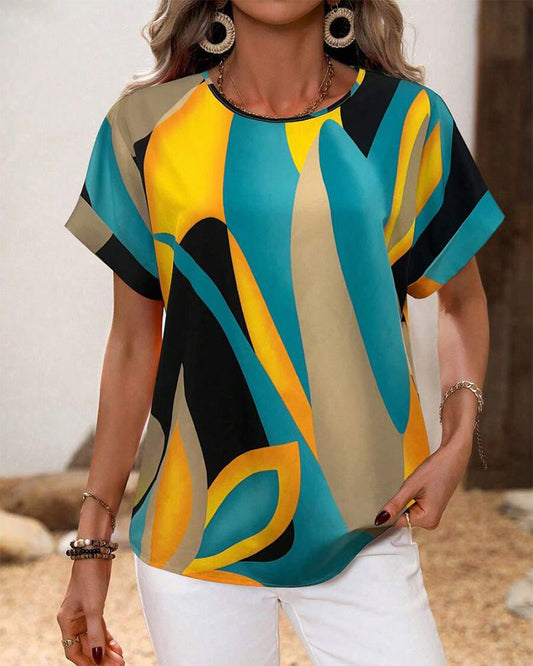 Andrea's™ | T-Shirt Rundhals Kontrastdruck