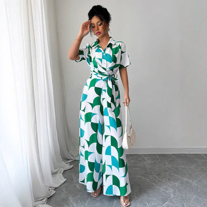 Schicker grüner Andrea Serena Jumpsuit mit weitem Bein