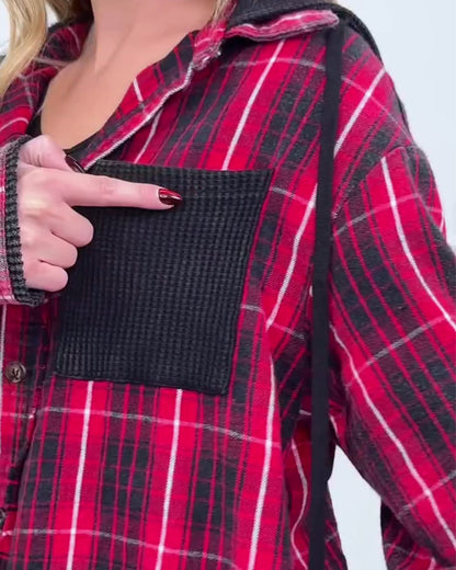 Andrea's™ | Jacke modische Kapuze kariert