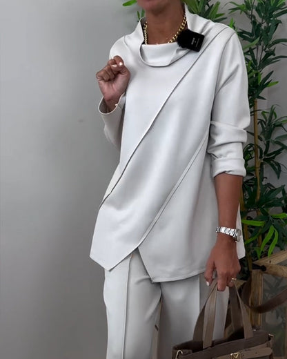 Andrea's™ | Top drapierter Kragen unregelmäßig langärmlig