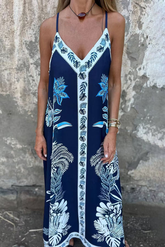Retro-Blumenkleid von Andrea Serena mit Print – Midikleid
