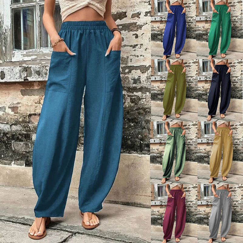 Relaxed Fit Andrea Serena Harem Pants with Pockets