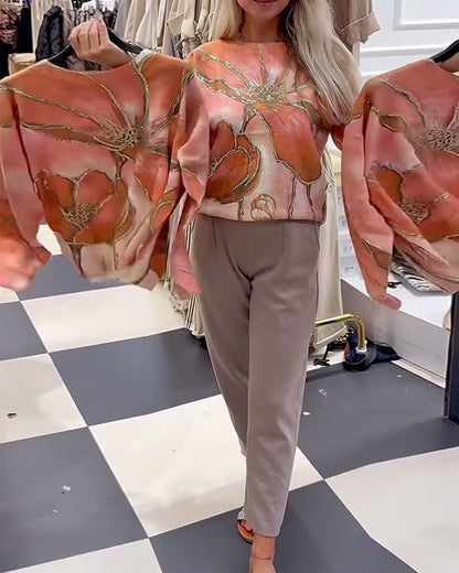 Andrea's™ | Rundhals Bedruckter Lockerer Pullover