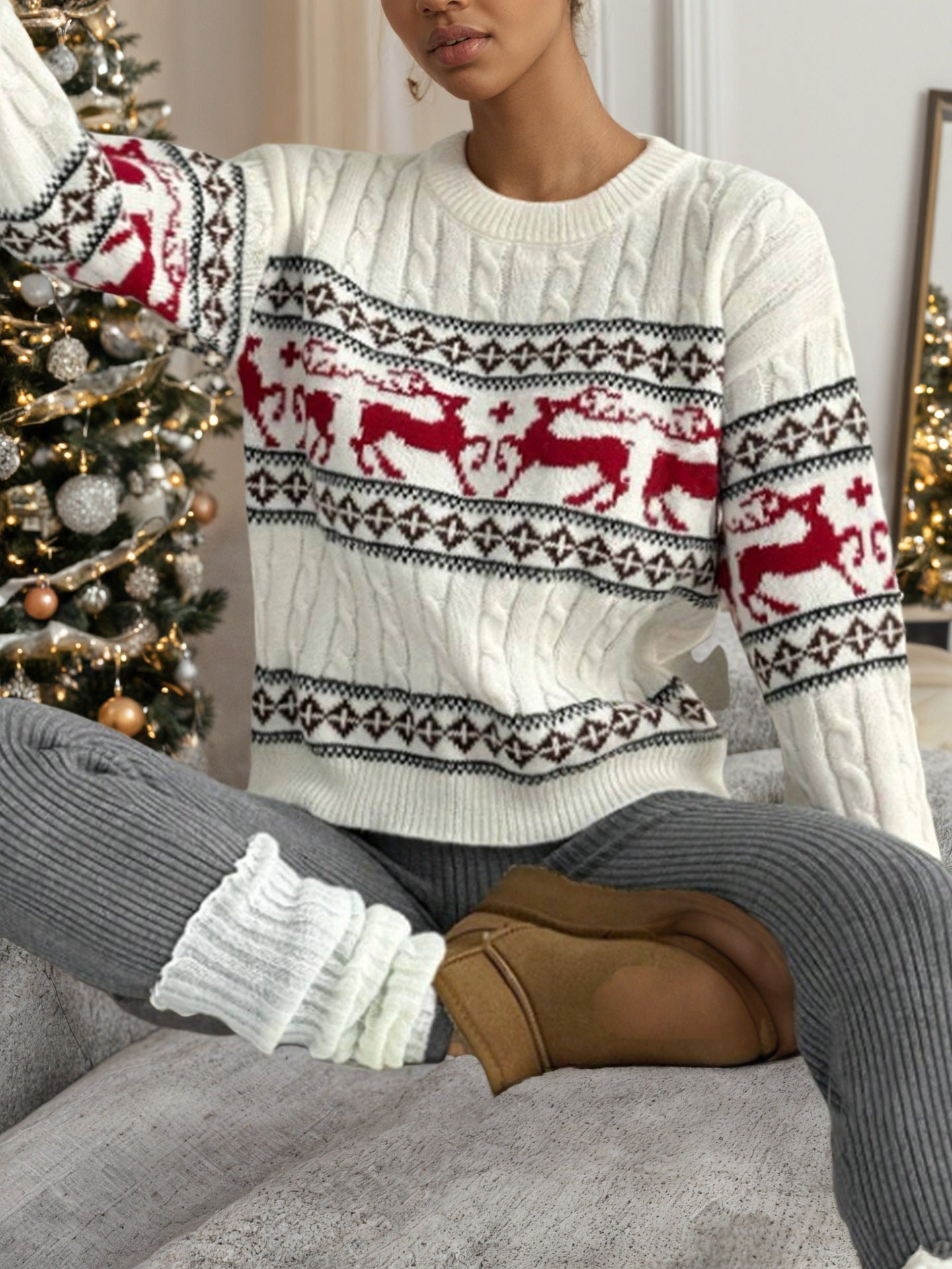 Andrea’s™ | Winter-Rentier-Muster-Weihnachtspullover