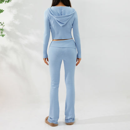 Andrea's™ | Kapuzenpullover mit langen Ärmeln und hoch taillierte lange Hose im Set