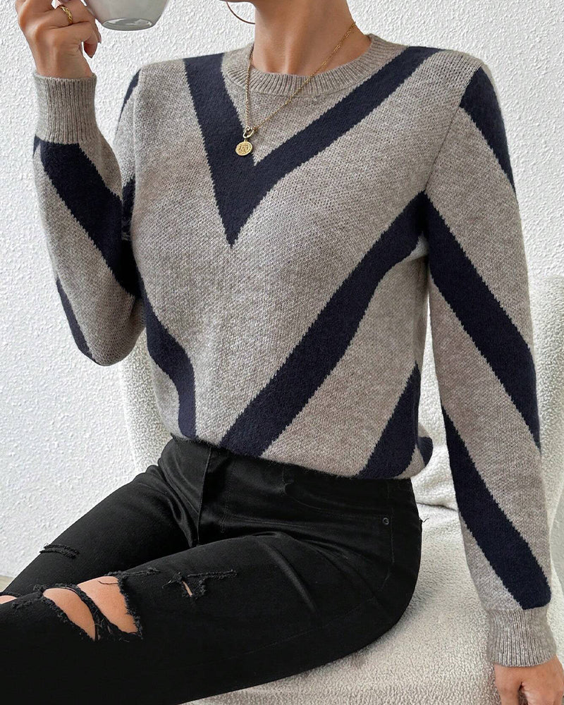 Andrea's™ | Pullover Mit Geometrischem Muster Und Rundhalsausschnitt Merkmalen
