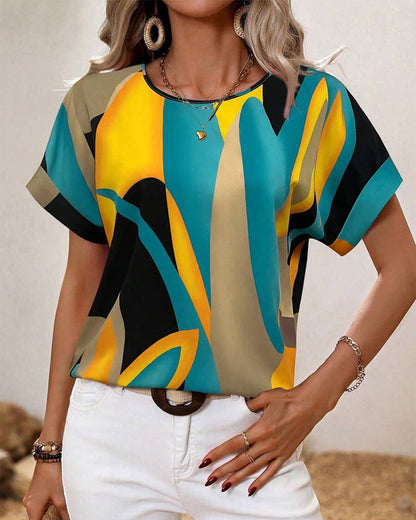 Andrea's™ | T-Shirt Rundhals Kontrastdruck