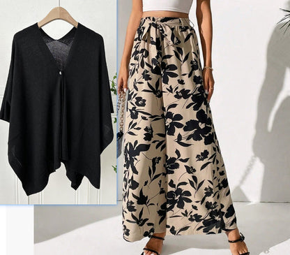 Geblümte High-Waist-Hose mit weitem Bein von Andrea Serena