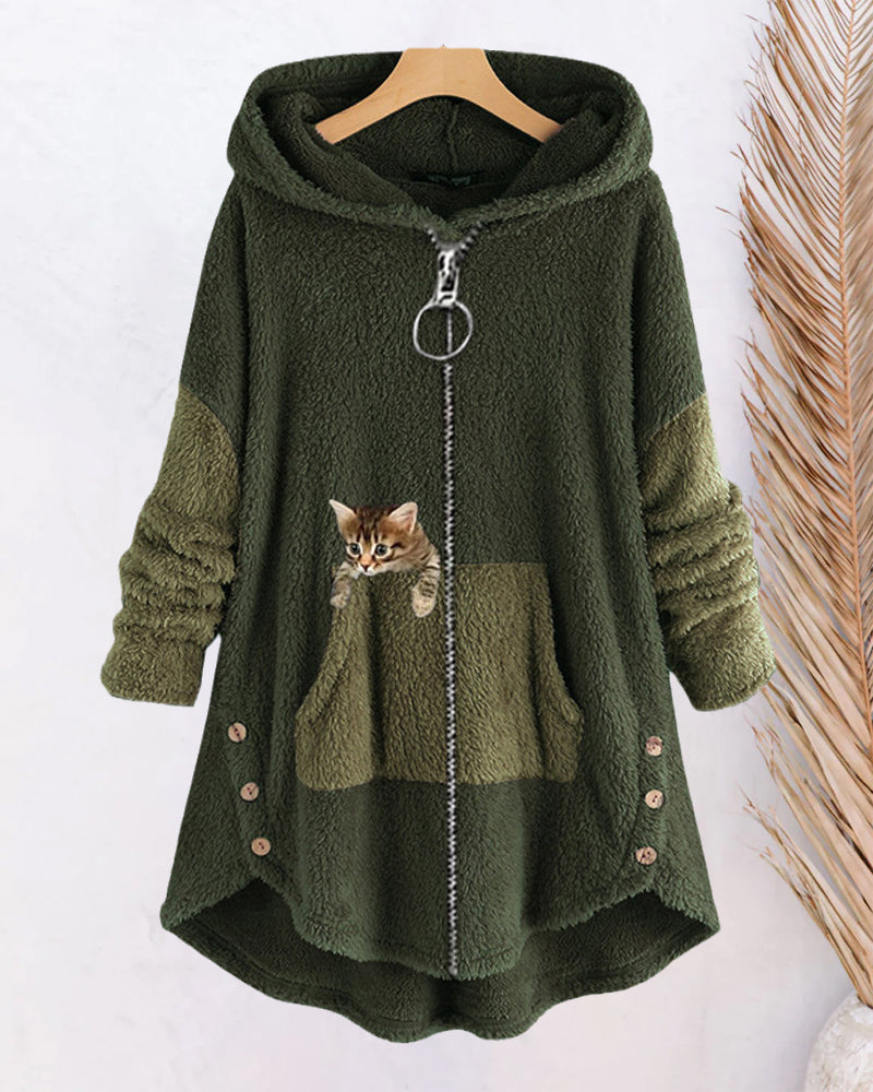 Andrea's™ | Kapuzenmantel mit süßem Katzenprint